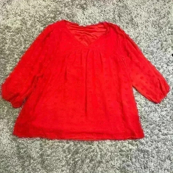 JODIFL Red Swiss Dot Pattern Top Size M - Picture 2 of 8